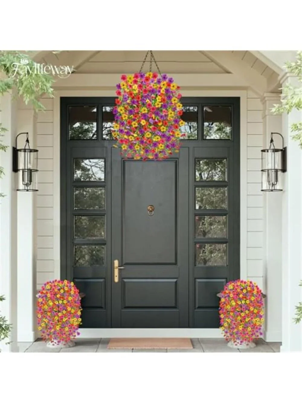 Artificial Hanging Flowers Outdoor UV Resistant Fake Silk Patio Porch Decor 4PC